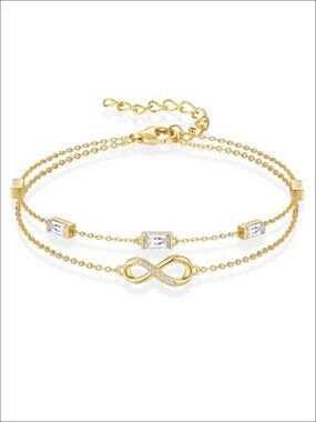 18K Gold Plated 925 Sterling Silver Infinity Charm Bracelet